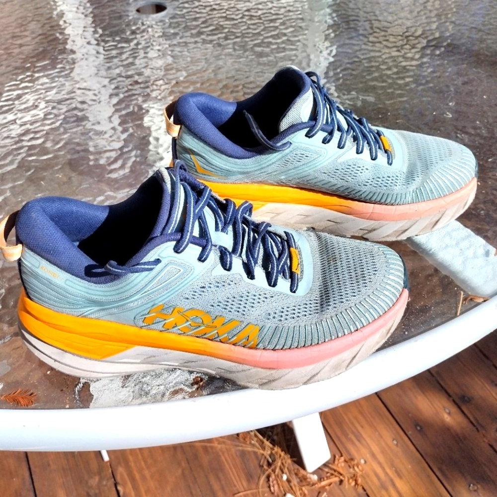 Hoka Bondi 7 w size 8.5 light blue haze/orange iris, free shipping